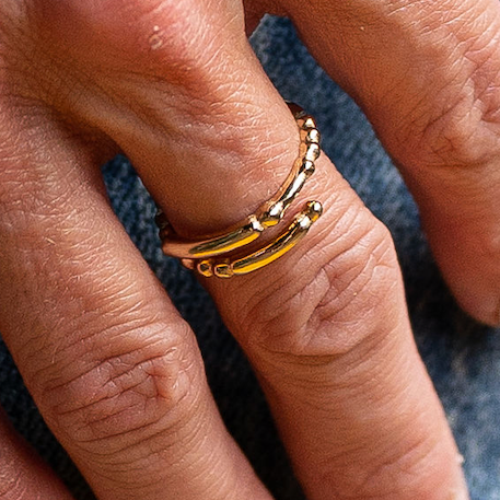 CLASSIC GOLD Morse Code Ring - Patterned | BRAVE: Brave