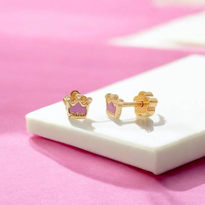 Princess Crowns Tiny Stud Kids Earrings