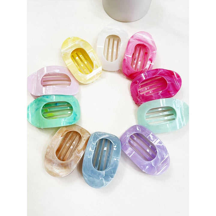 Marbled French Design Flat Hair Claw Clip