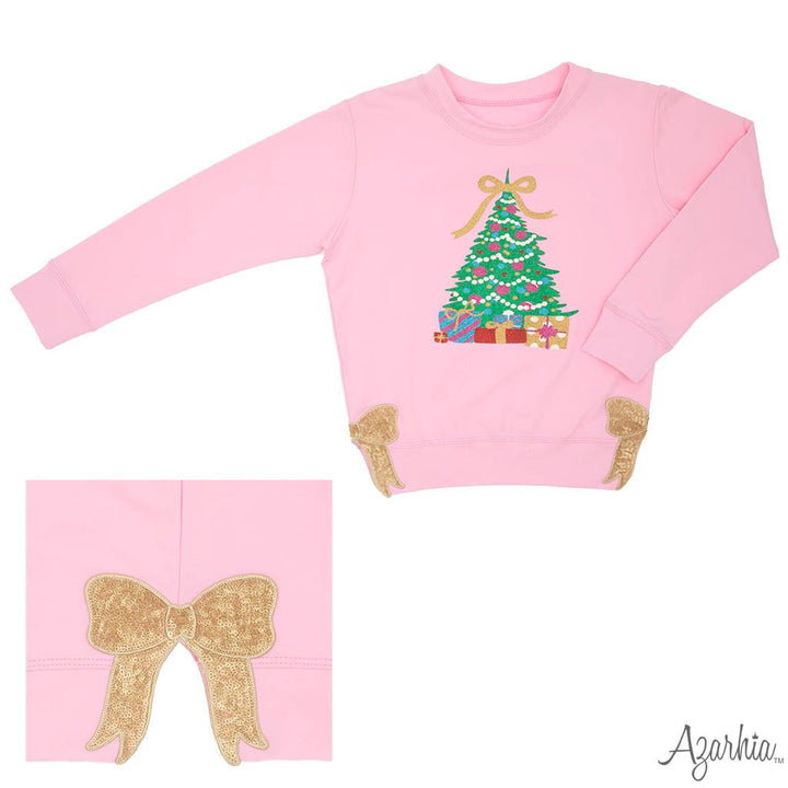 Christmas Tree in Glitter On Pink Holly Shirt