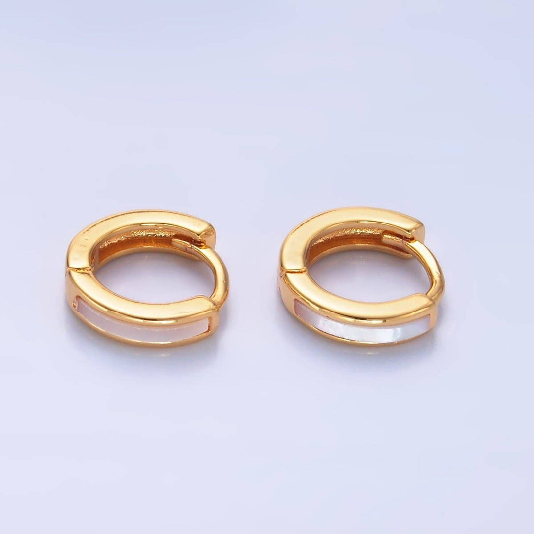16K Gold Filled 12mm Shell Pearl Lined Cartilage Huggie Earrings | P405