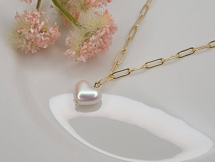 AURORA HEART PEARL NECKLACE. - BT60