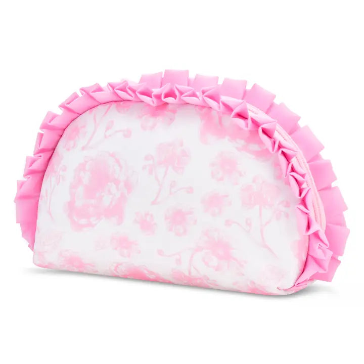 Pretty Pink Toile Oval Cosmetic Bag