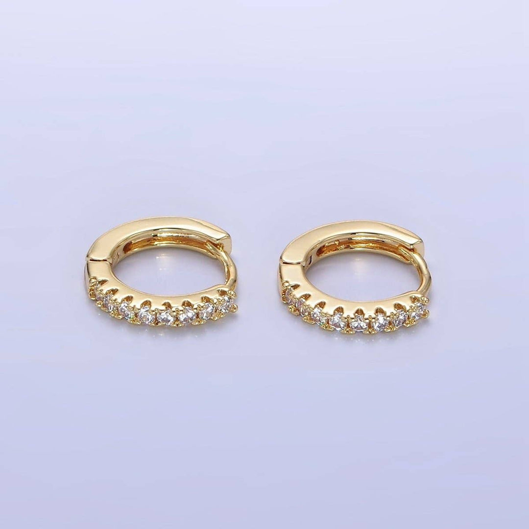 14K Gold Filled 15mm Micro Paved Huggie Earrings | P079: GOLD