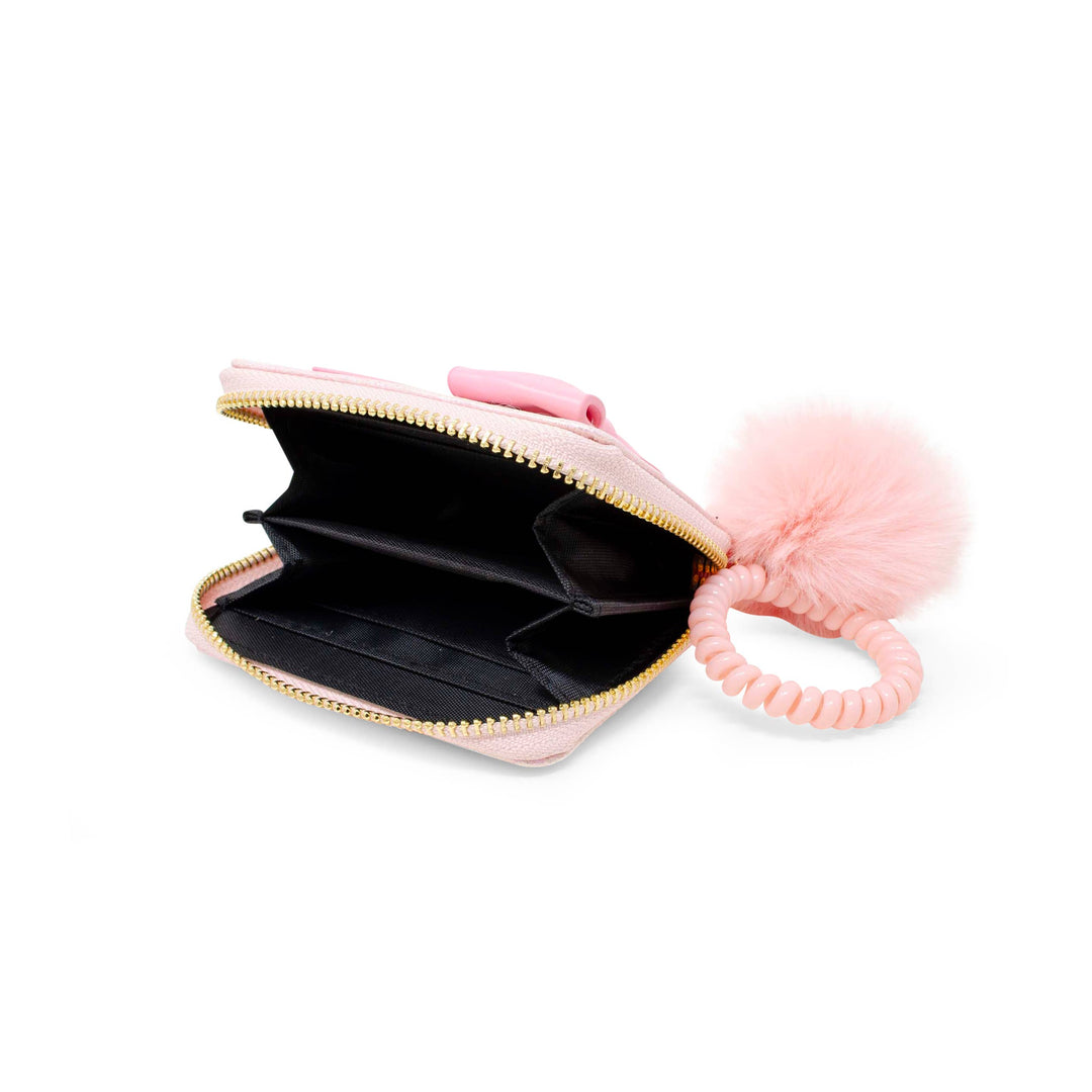 Shiny Jumbo Bow Spiral Strap Wallet: Pink