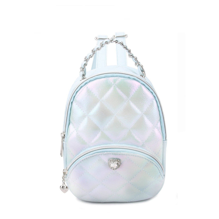 Metallic Quilted Blue Mini Backpack