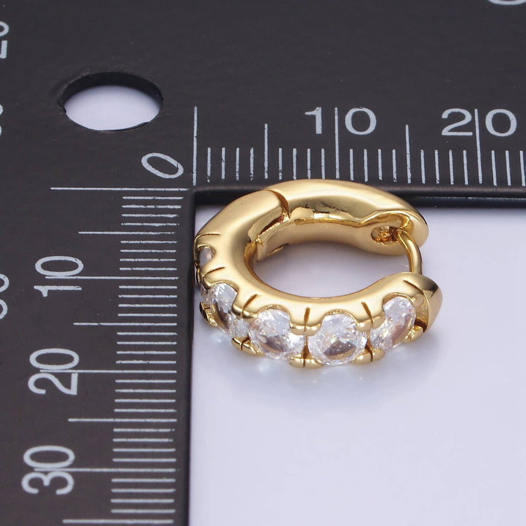 14K Gold Filled Clear CZ Rounded 17mm Huggie Earrings
