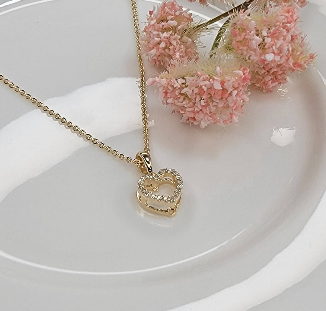 CZ Small Heart Necklace: Gold - ST44