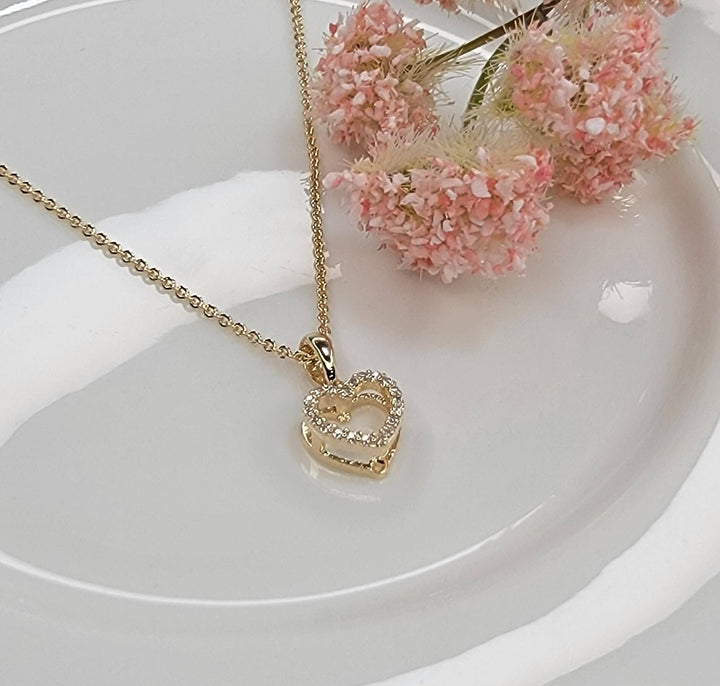 CZ Small Heart Necklace: Gold - ST44