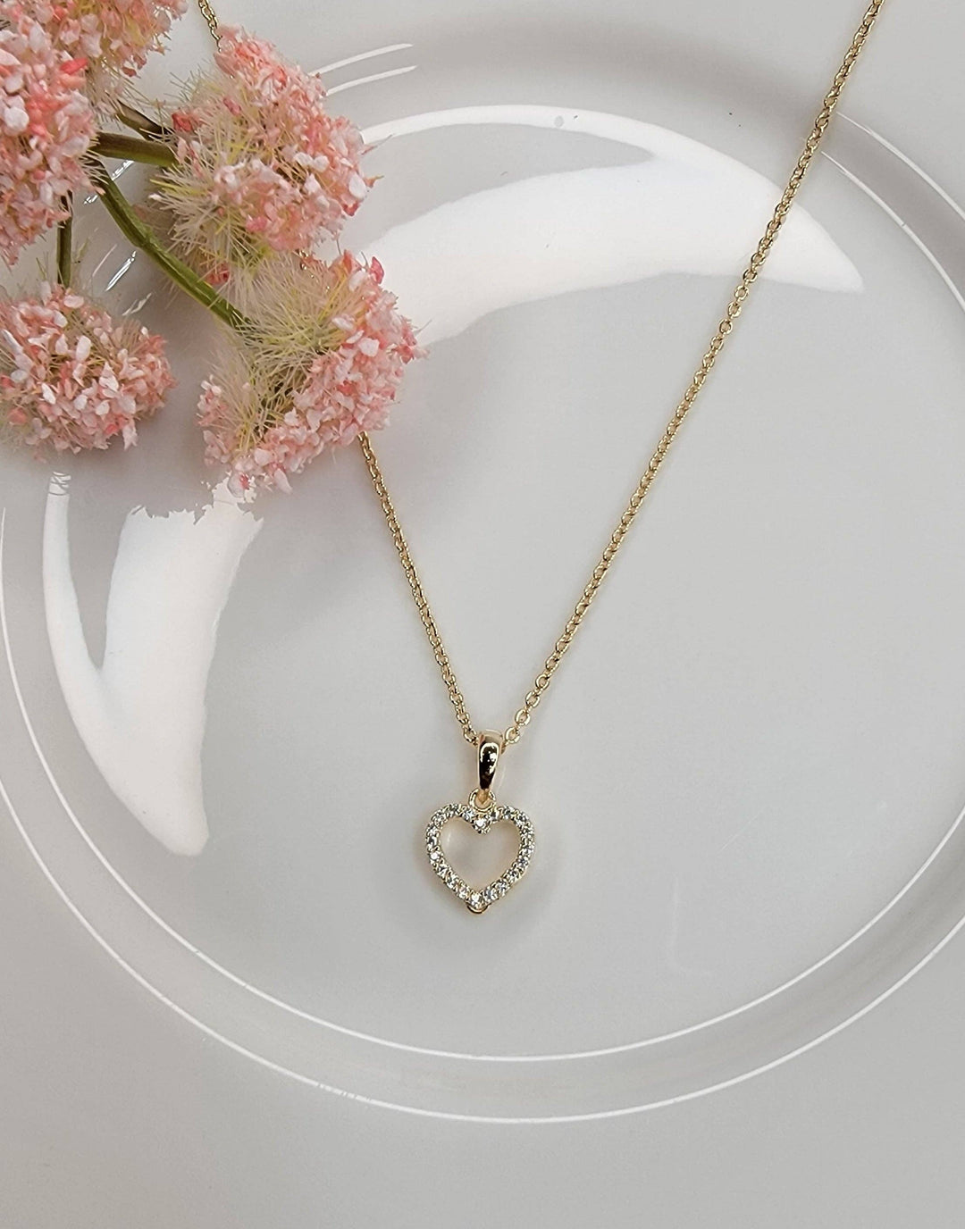 CZ Small Heart Necklace: Gold - ST44