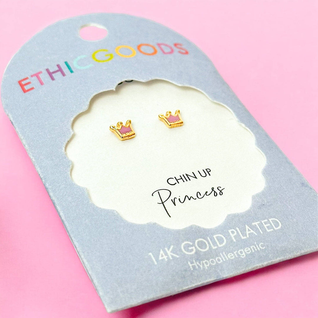 Princess Crowns Tiny Stud Kids Earrings