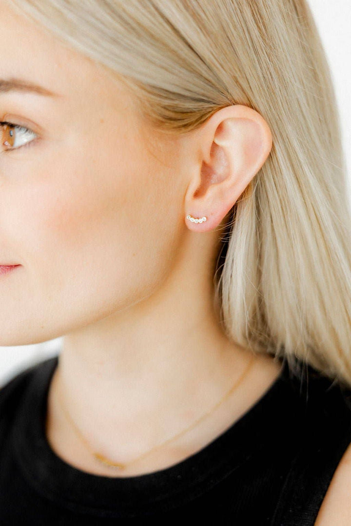 Screwback Stud Earrings - Abigail Sparkle Gold