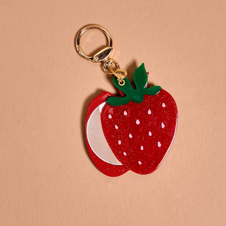 Mini Mirror Bag Charm- Strawberry