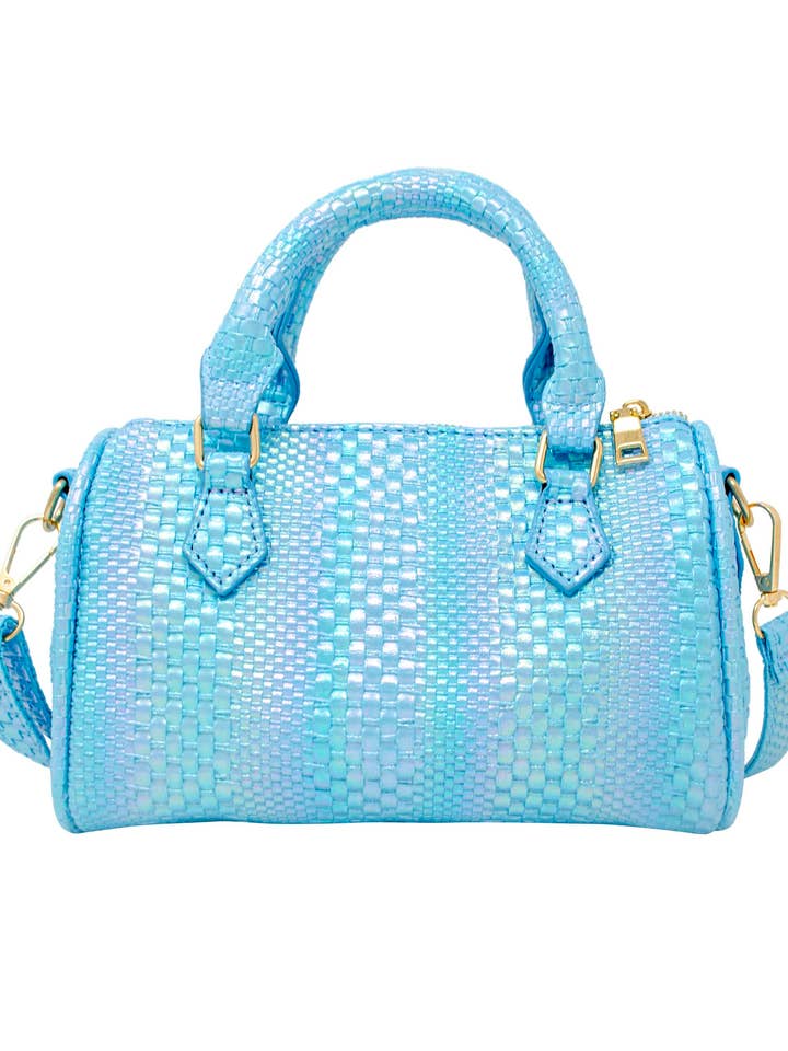 Rainbow Woven Duffle Handbag Teal