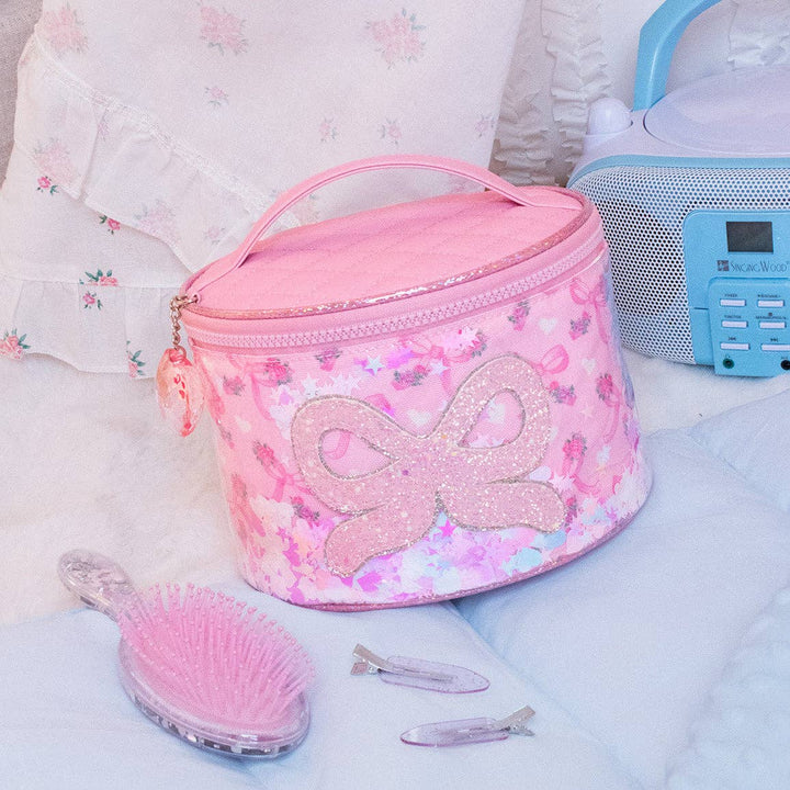 Confetti Floral Bow Round Glam Bag