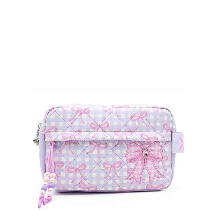 Quilted Gingham and Bow Printed Pouch