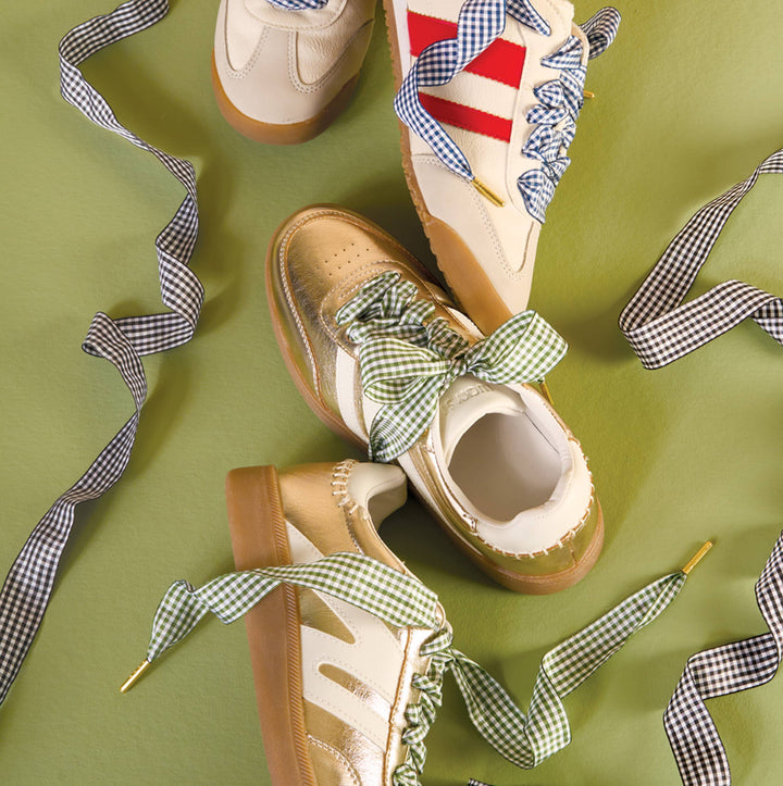 Step It Up Shoelaces–Gingham Red