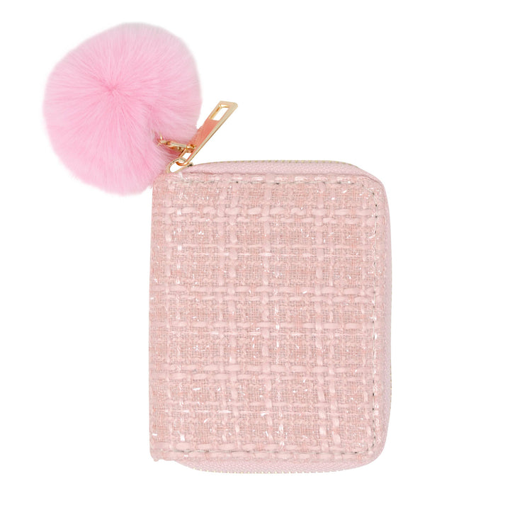 Tweed Solid Wallet: Pink