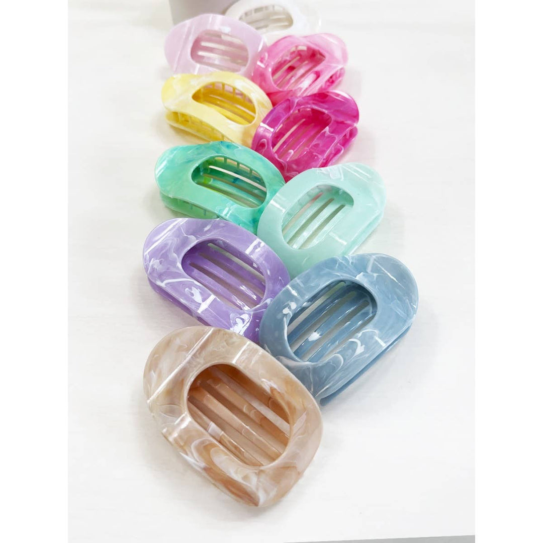 Marbled French Design Flat Hair Claw Clip