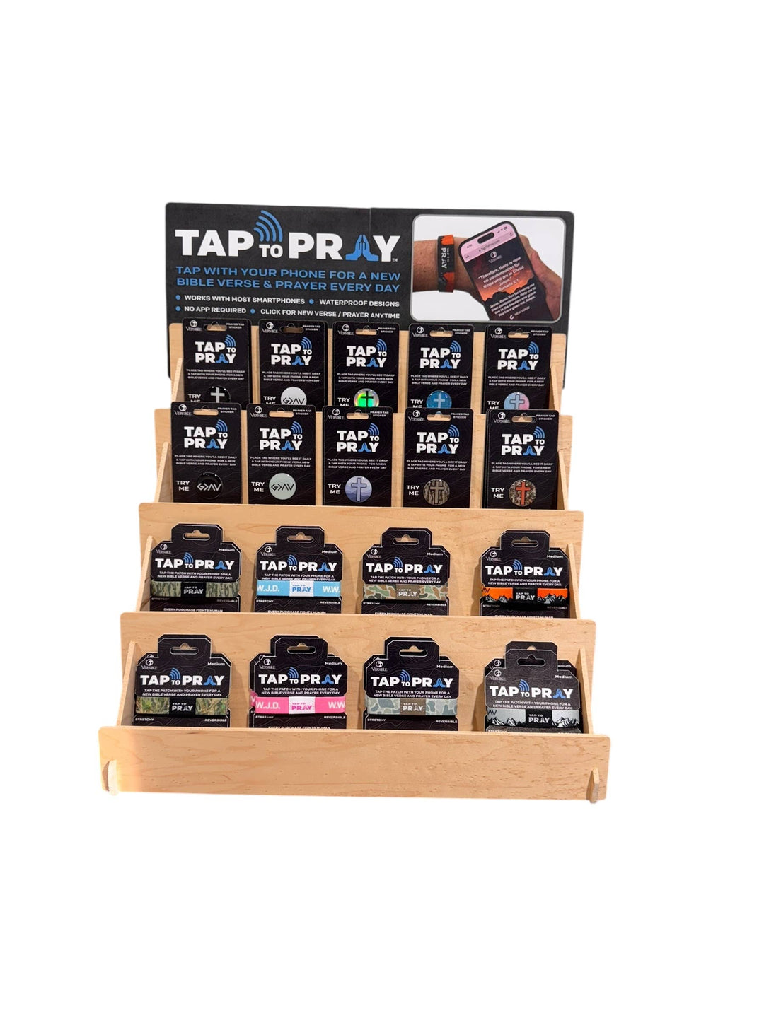 Tap To Pray™ Wristbands - Blue & Pink WWJD: X-Small / WWJD Pink / Blue