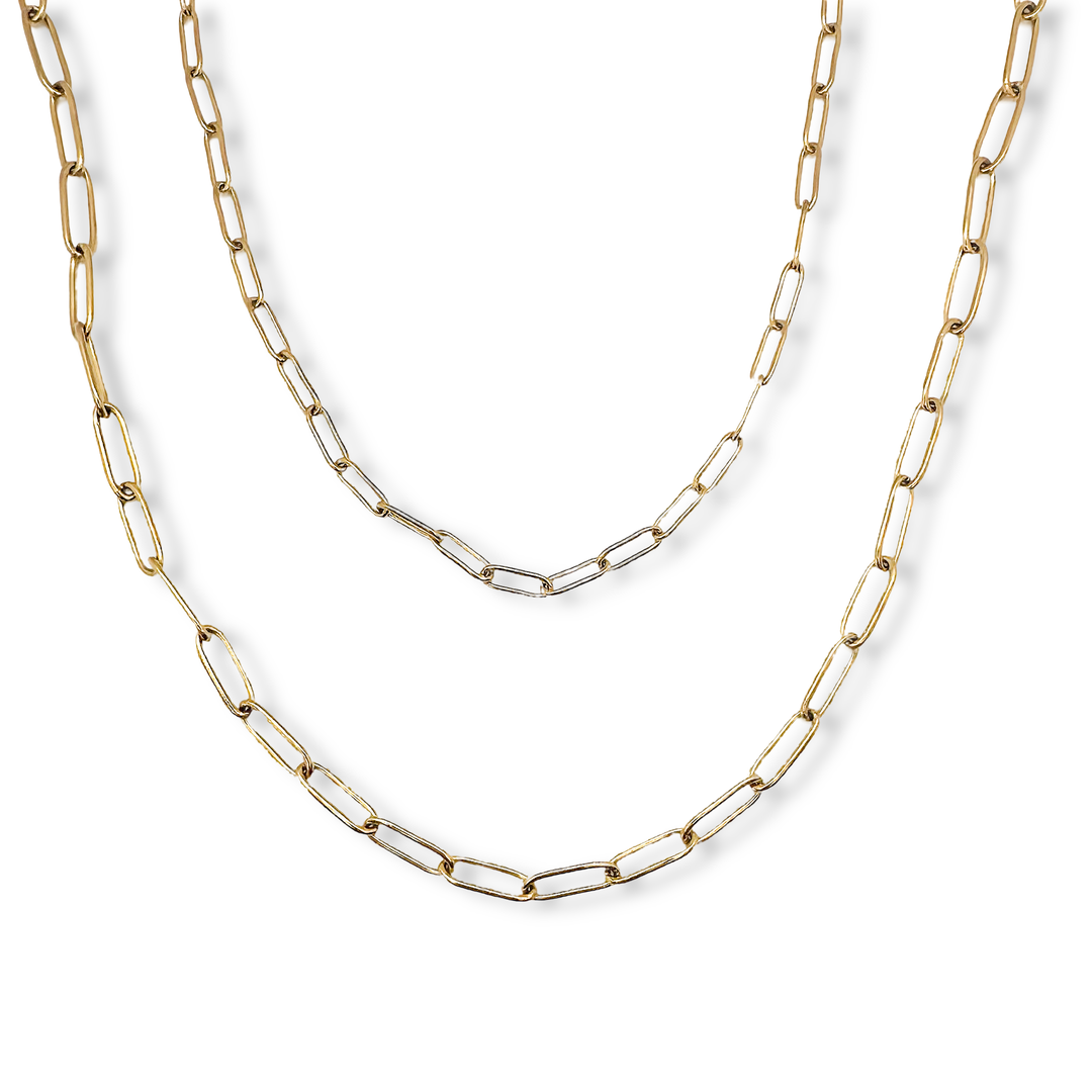 Paperclip Classic Gold Necklace Chain: Thick