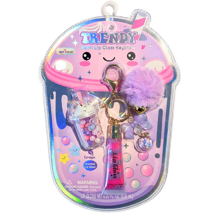 Trendy Lip Gloss with Key Chain, Boba