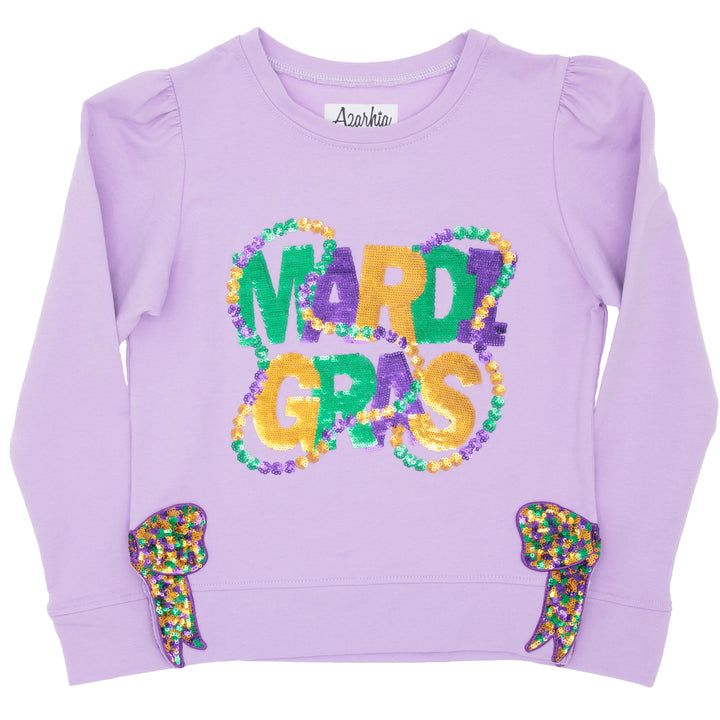 Mardi Gras Beads And Bow Sequin Lavender Holly