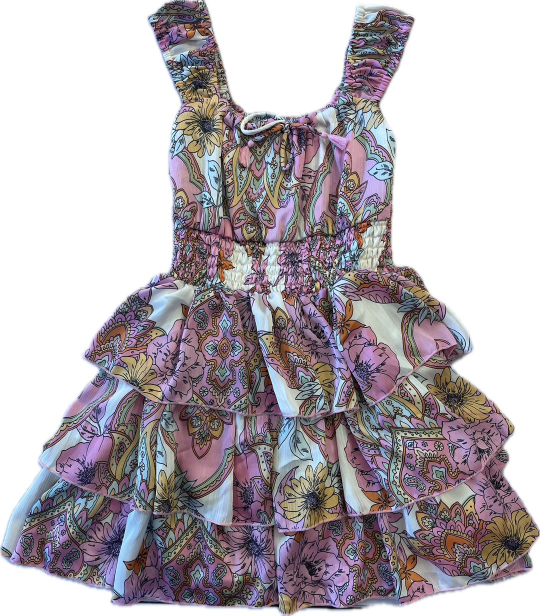 Pink Flower Tassel Dress L Pink Flower Tassel Dress L