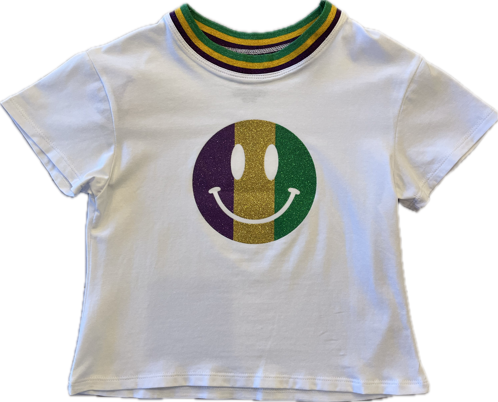 Glitter Smiley Mardi Gras Tee