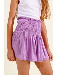 IRIDESCENT SHORTS WITH SMOCKED WAIST