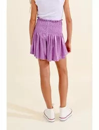 IRIDESCENT SHORTS WITH SMOCKED WAIST