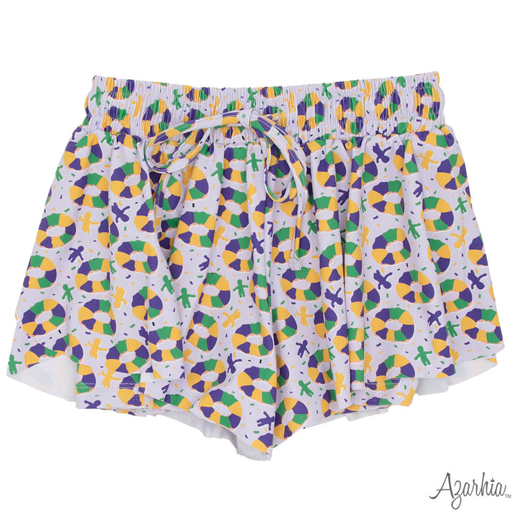Mardi Gras King Cake And Babies Butterfly Shorts