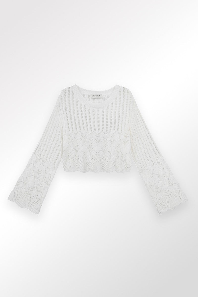 Girls Knitted Sweater - White