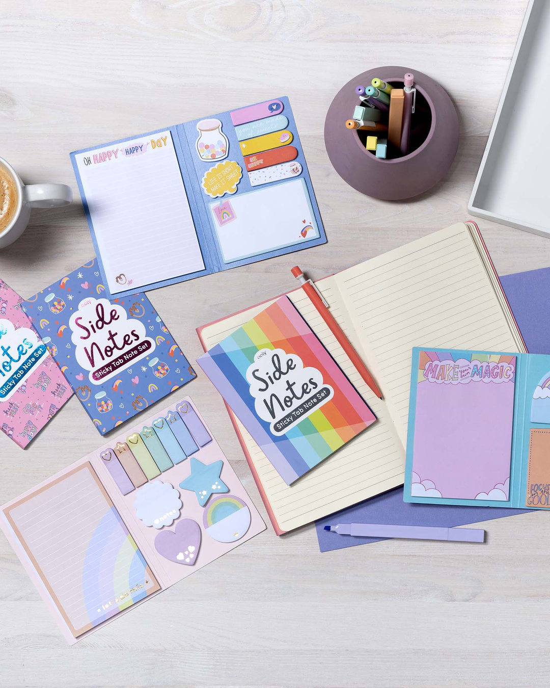 Side Notes: Sticky Tab Note Set - Pastel Rainbows
