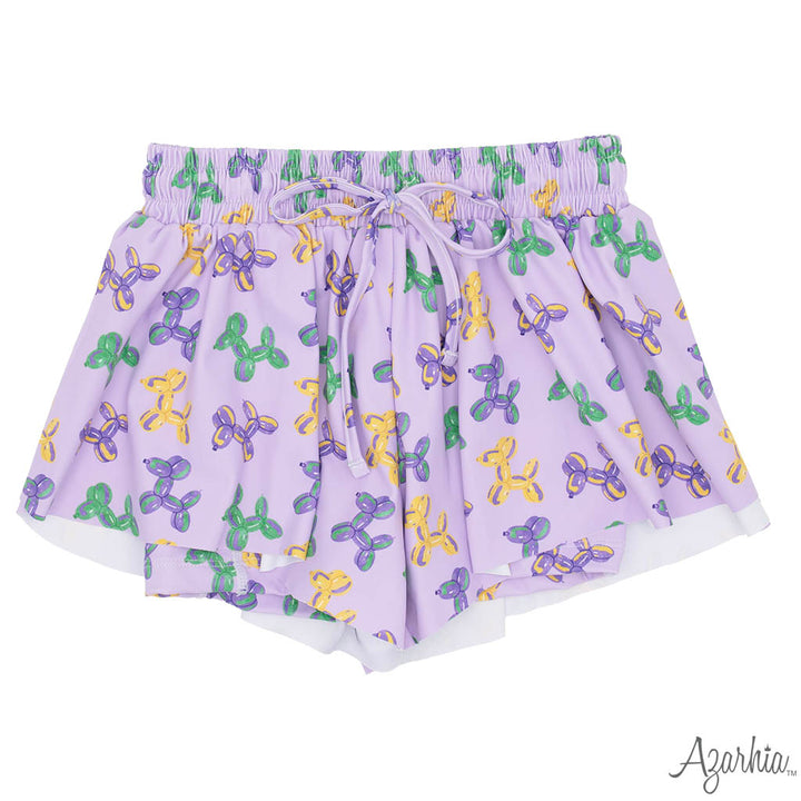 Mardi Gras Balloon Dog Butterfly Shorts
