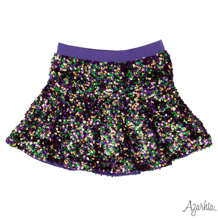 Sequin Velvet Skort In Mardi Gras