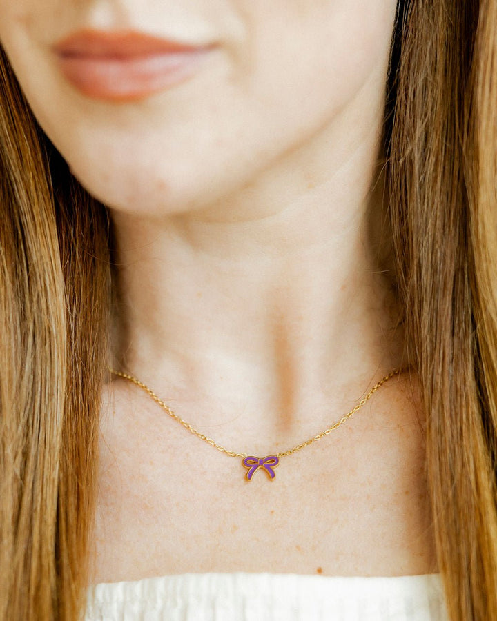 Necklace - Sadie Bow Purple