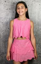 Pink Scalloped Crossback Top