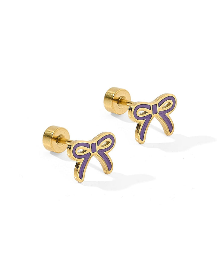Sadie Purple Bow Screwback Stud Earrings