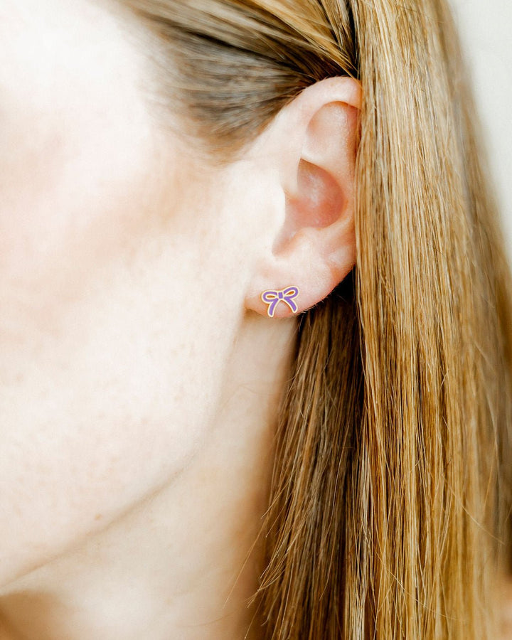 Sadie Purple Bow Screwback Stud Earrings