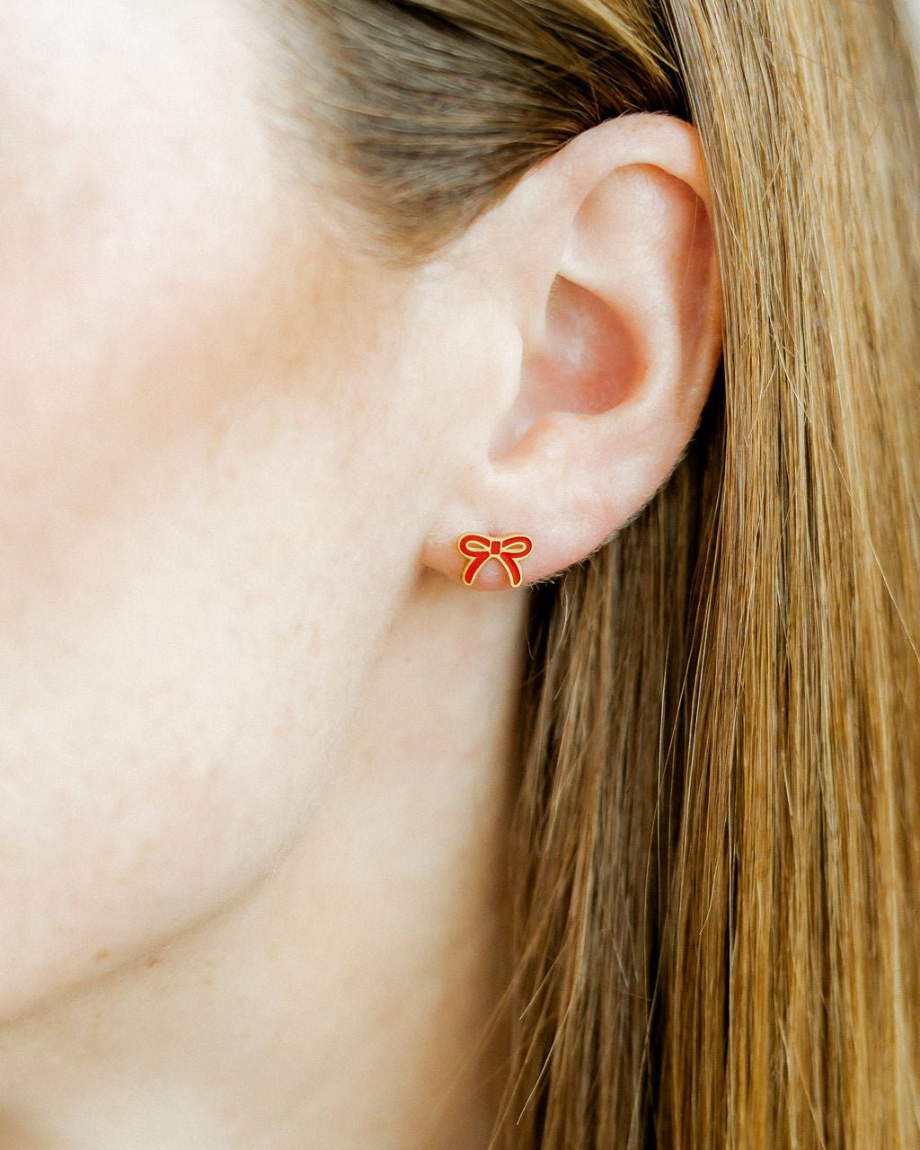 Sadie Red Bow Screwback Stud Earrings