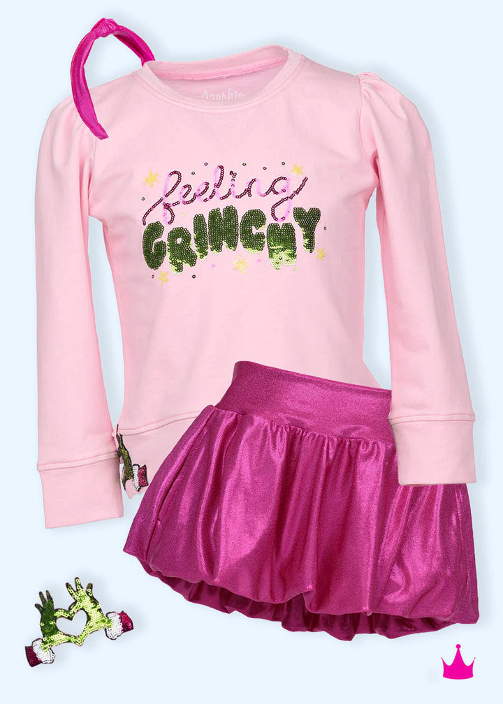 Sequin Feeling Grinchy Pink Holly
