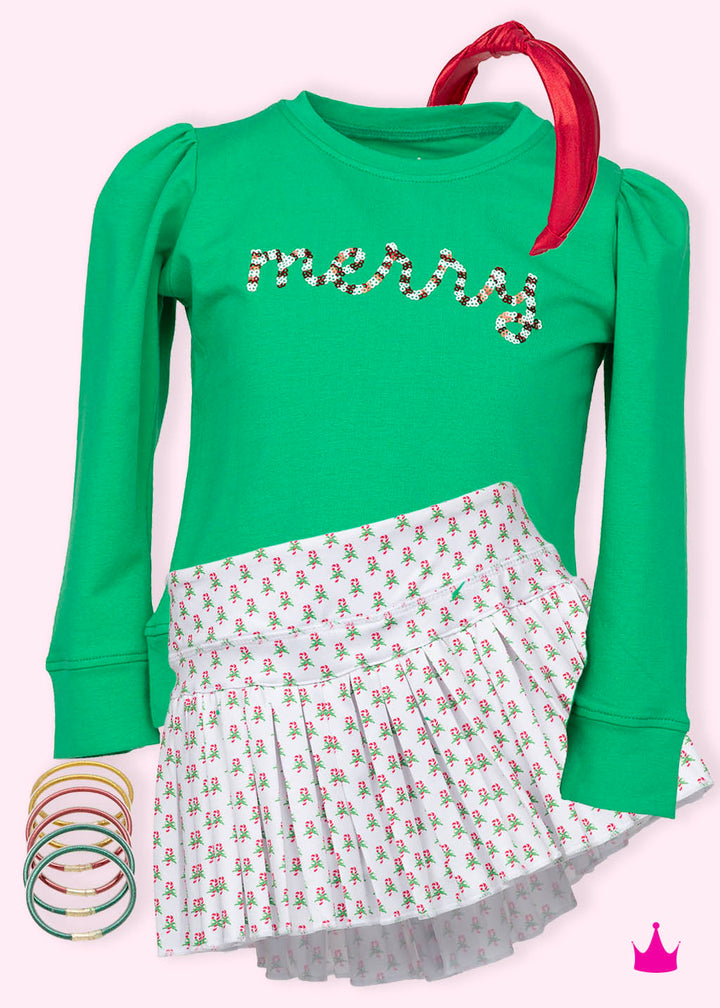 Candy Cane Mini Pleated Skort