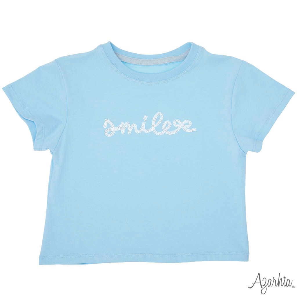 Sequin Smile Light Blue Ringer Boxy