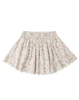 Smocked V Mini Skirt in Bloom