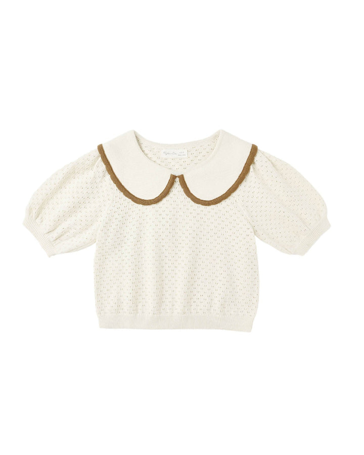 Pointelle Collared Top || Natural