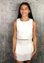 White Pom Pom Trim Top