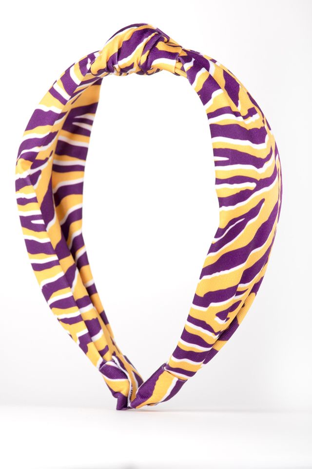 Top Knot Headband - Tiger Purple Yellow